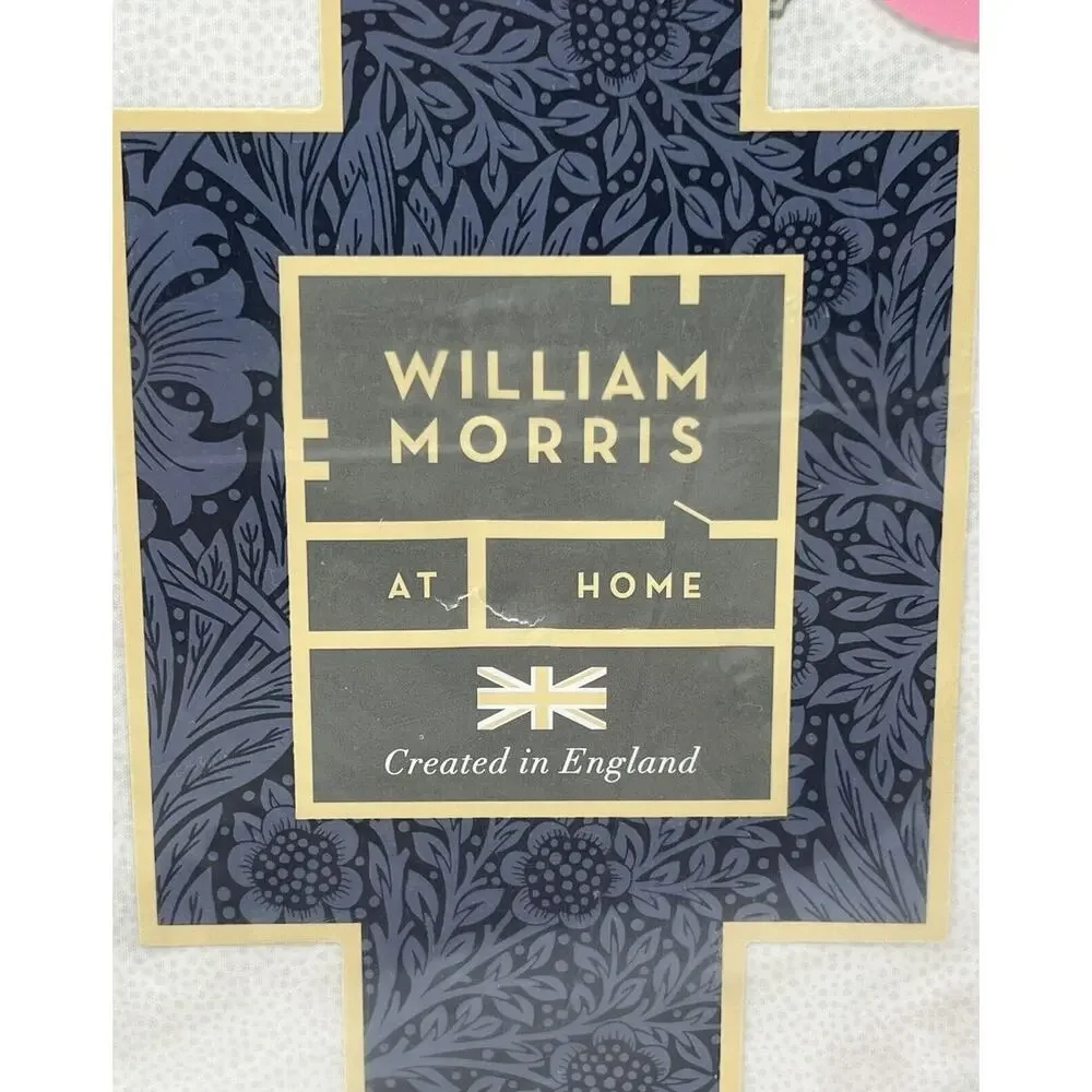 William Morris Woodland Floral Coral Pink King Sz Sheet Set Cotton Percale NIP